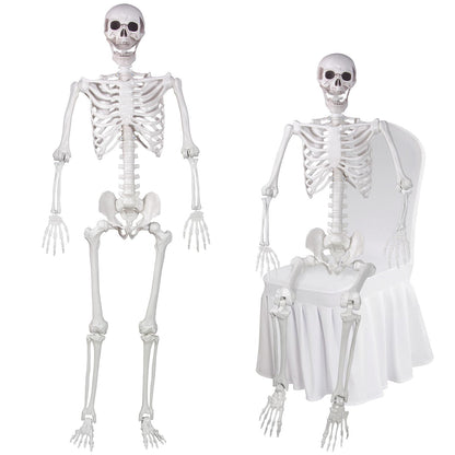 LaLamona 5.4ft Posable Halloween Skeleton, 2Pcs Life Size Skeleton Bones with Movable Joints for Halloween Graveyard Haunted House Spooky Scene Decor