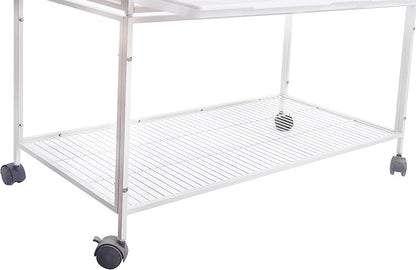 1F/2F/3F Stackable Center Divided Breeder Breeding Bird Flight Double Rolling Cage for Aviaries Canaries Cockatiels Lovebirds Finches Budgies Small Parrots. (White Vein, 3F)