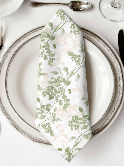 Sage Green Leaves Cloth Napkins Set of 6 - Washable Dinner Napkins Reusable Table Napkins for Home Party Weeding Dining Table Setting Decoration,Oversized 20"x20" Wildflower Herbs Floral Spring Summer