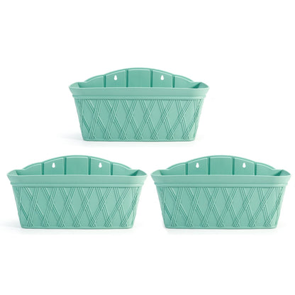 Sungmor 3 Pack Wall Hanging Planters, 16.5 Inch Railing Fence Hanging Flower Pots, Thickened Plastic Water Storage Plant Pot, Indoor Outdoor Garden Balcony Decor, Light Green Large Plant Basket