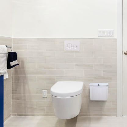 Sanitary Napkin Receptacle,White Plastic Wall Mounted Tampon Disposal Bin with Lid 10x9x6 inches Feminine Hygiene Trash Can for Women Bathroom Home Office Sanitary Waste(with 200pcs Trash Bag)