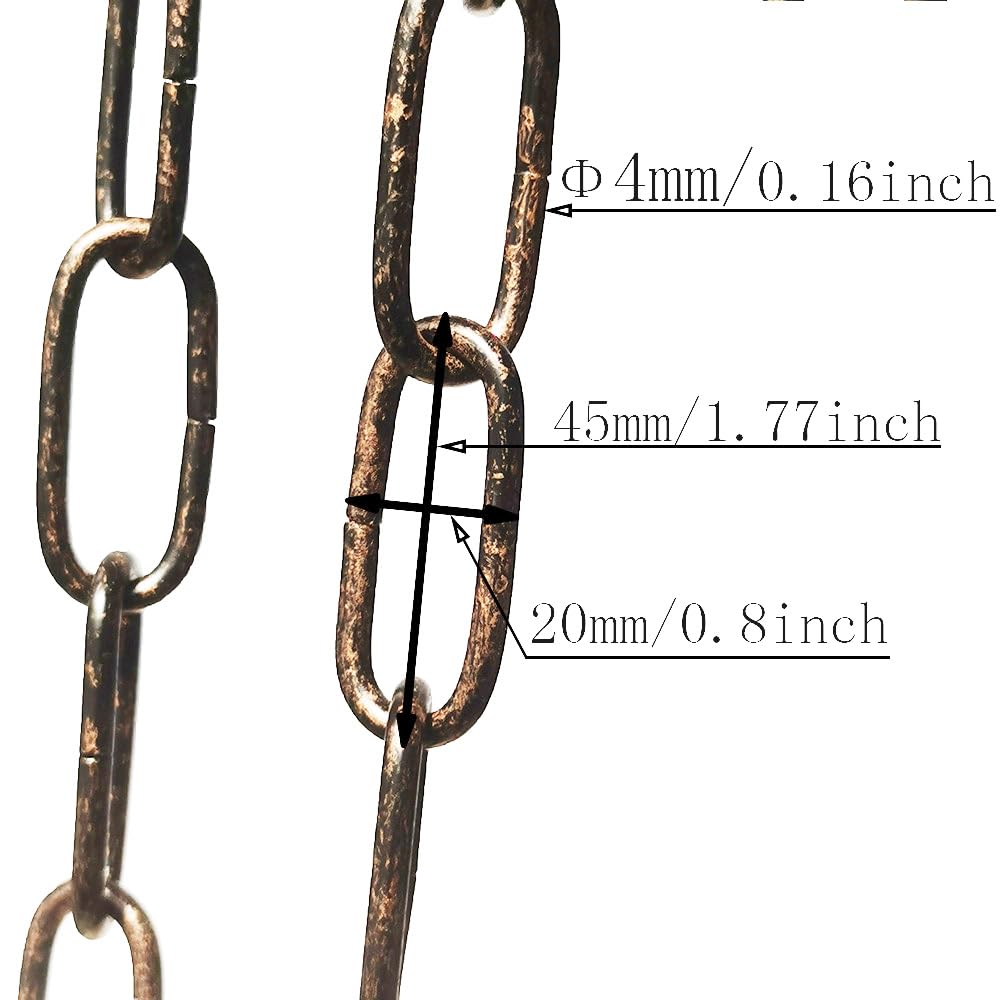 CUFEAL 6ft Aged Bronze Finish Lighting Chain Industrial Style Deco Chain (4mm)