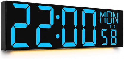 JALL 30" Giant Digital Wall Clock, Extra Large LED Clock with Remote, Huge Wall Clock with Jumbo Numbers for Living Room, Gym, Blue