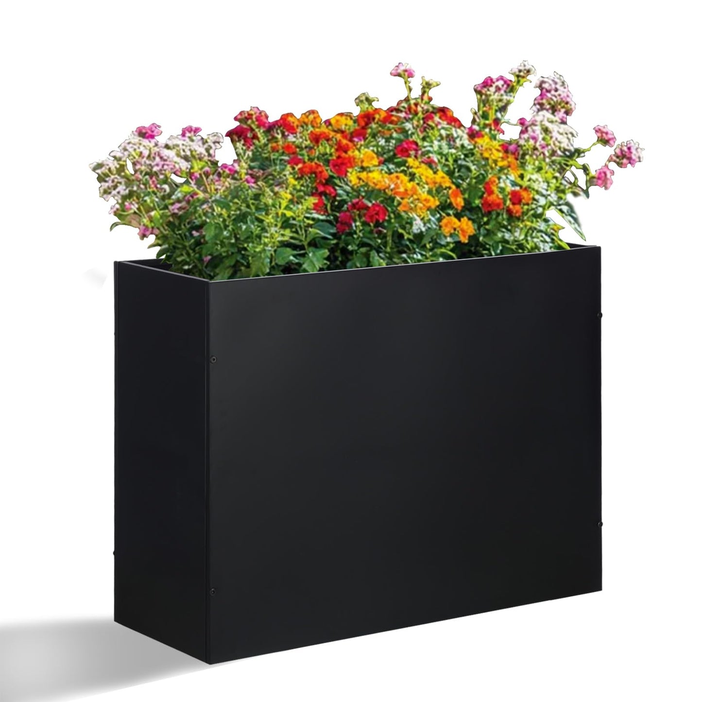 SUNNYPARK Large Metal Planter Box 32”x 12”x 24”, Rectangular Modern Black Metal Planter Box Heavy Duty with Drainage Holes for Outdoor Garden Patio