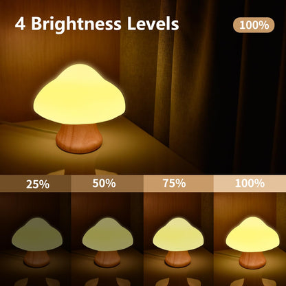 ANGTUO Wooden Mushroom Lamp, 16 Color Changing Mushroom Night Light with Two Remote Controls