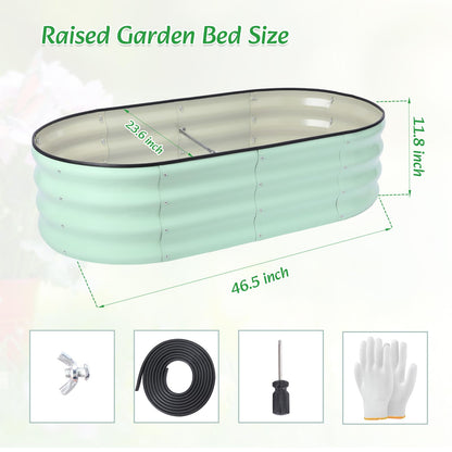 Chonsun Metal Raised Garden Bed, Extra Large Oval Galvanized Steel Raised Planter Box, Mint Green Garden Bed for Vegetables Flowers Herbs, Outdoor Patio Backyard Weather Resistant
