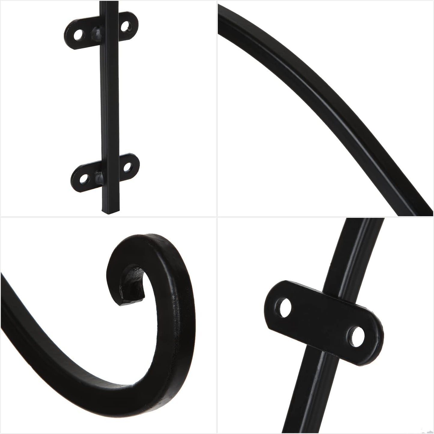 HNBun 4Pack Heavy Duty Plant Hanger, 16inch Outdoor Hanging Plant Bracket, 60lbs Bearing Capacity Metal Wall Flower Pot Hanger Hooks, Wall Hanging Hooks for Wind Chimes, Bird Feeders, Lanterns