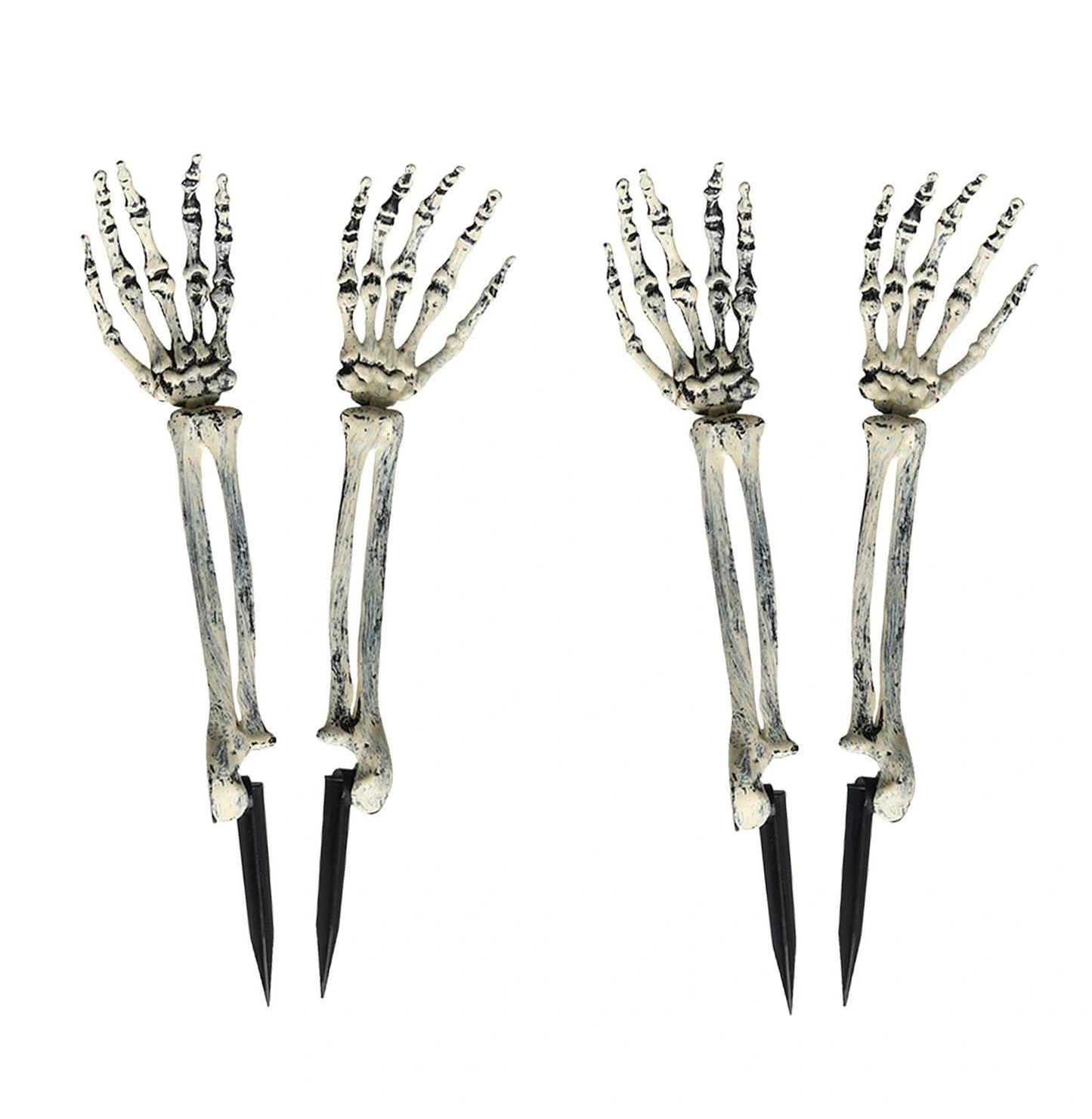 JIEFULL Halloween Skeleton Hands Stakes for Yard, Plastic Realistic Zombie Ghost Scary Arm Stake for Outdoor Lawn Props Party Decorations(2 Pairs)