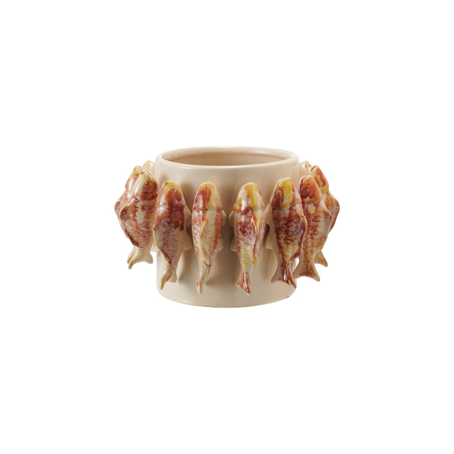 Creative Co-Op Stoneware Planter with 3D Fish and Reactive Glaze, Multicolor