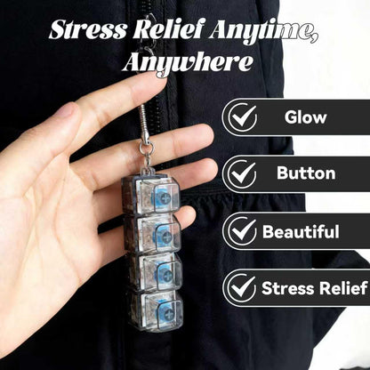 SOMAREM 2 Pack Keyboard Fidget Keychain with LED Lights, 4-in-1 Stress Relief Clicker Toy, Keyboard Button Finger Clicker for Anxiety Relief, Sensory Decompression Toy for Kids & Adults (Transparent)