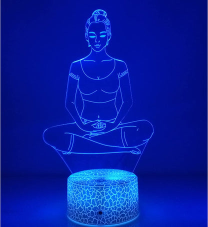 YTDZLTD Creative 3D Yoga Meditation Night Light 16 Colors Changing USB Powered Remote Control Touch Switch Decor Lamp Optical Illusion LED Table Desk Lamp
