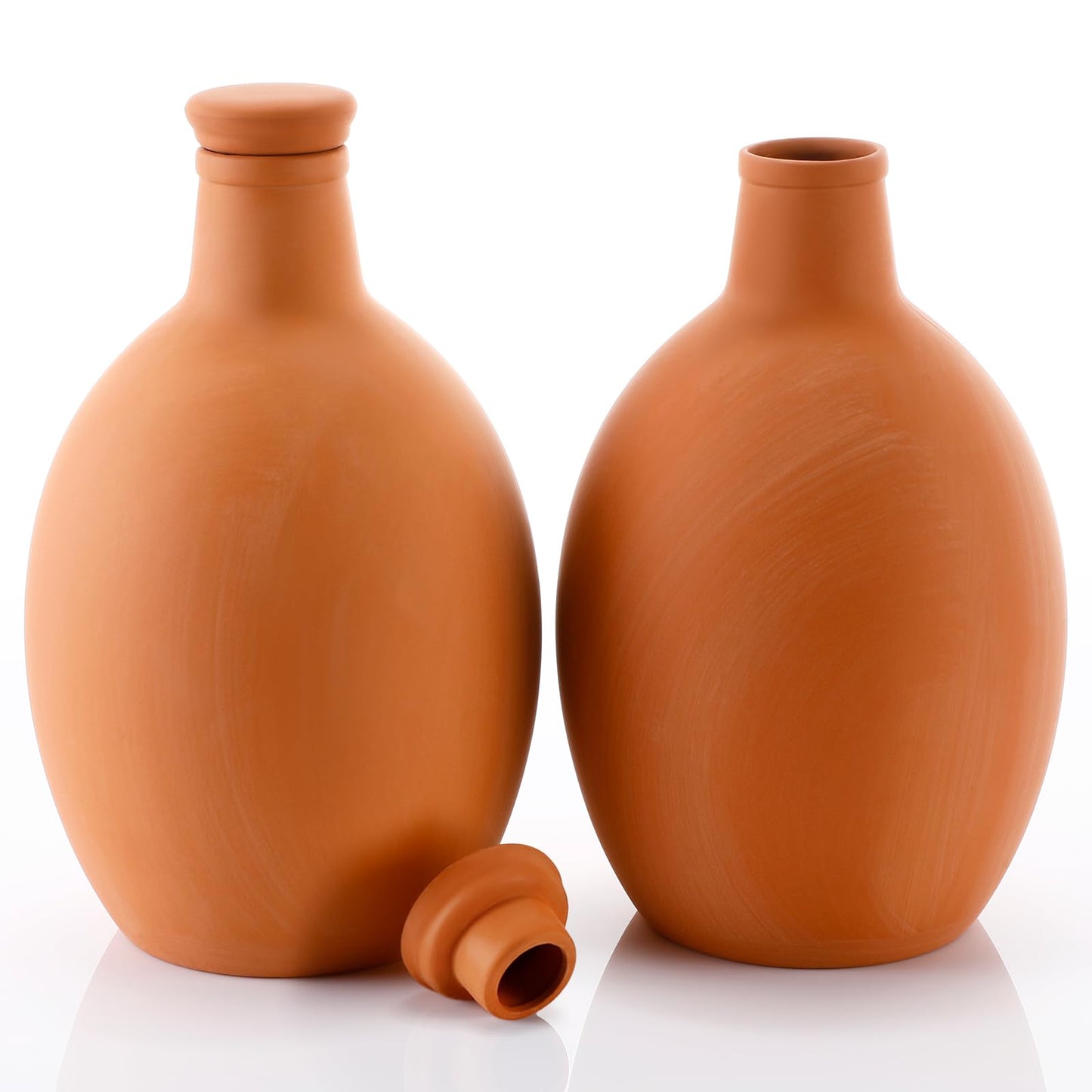 Ferrochef 2 Pcs Large Terracotta Watering Pots 50 oz Ollas Self-Watering Pots Terracotta Watering Globes with Lid Plant Irrigation System for Indoor Outdoor Plants Raised Beds Garden
