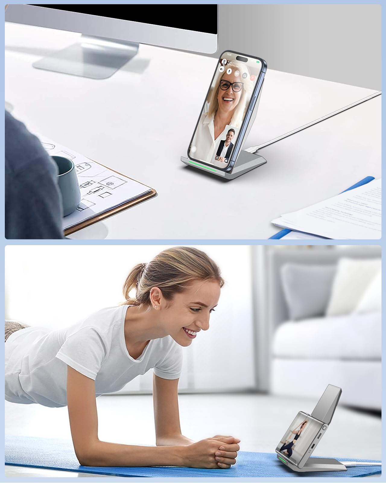 Fast Wireless Charger, NANAMI Wireless Charging Stand Compatible iPhone 17/17 Air/17 Pro/16/16 Plus/15/14/13/12, Desktop Charger Dock Phone Charging Stand for Samsung Galaxy S26/S25/S24/S23/S22/S21