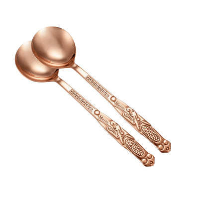 PurCoperx 7.87 Inch Pure Copper Spoon, 100% Hand Forged Vintage Copper Spoon, Suitable for Family Gatherings, Restaurants, Desserts, Sugar, and Ice Cream (2)