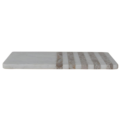 Creative Co-Op Marble Cheese and Serving Board with Striped Design, White