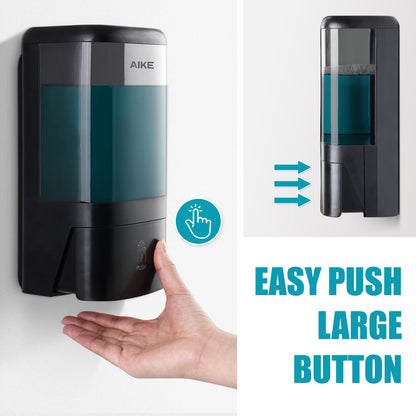 AIKE Wall Mount Liquid Soap Dispenser for Commercial Bathrooms,Offices,Restaurants 40 oz Large Capacity AK1007,Black