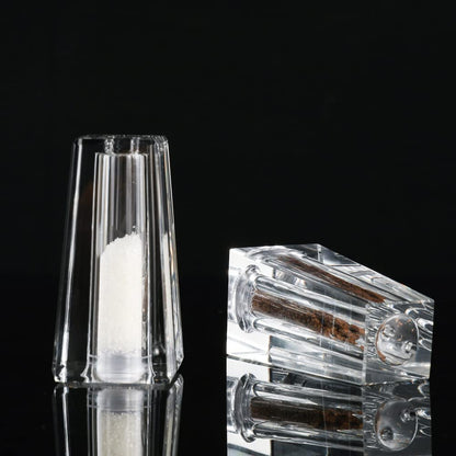 Maxistal Salt and Pepper Shaker Set Spice Dispenser Refillable Design Cut Crystal Seasoning Shaker Kitchen Decor for Cooking Table, RV, Dinner Party, Camping BBQ (Set Of 2)