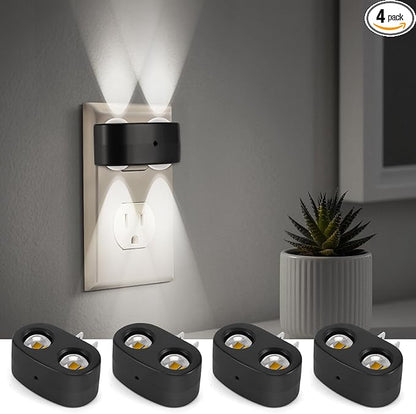 4-Pack LED Night Lights Plug into Wall, 5000K Daylight 100LM, Auto On/Off Light Sensor, Rotating Ambient Lighting for Bedroom, Hallway, Bathroom, Nursery, Kitchen Non Dimmable