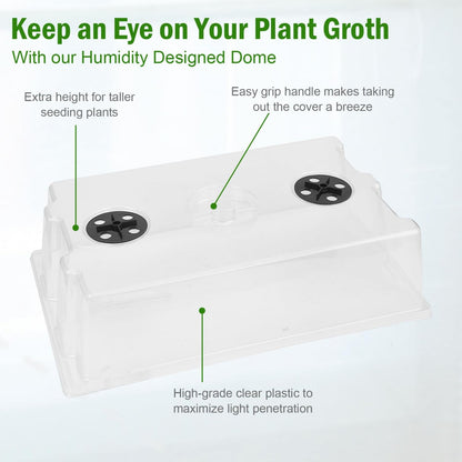 YoleShy 5 Packs Seed Starter Tray with Dome Reusable Plastic Plant Growing Trays with Humidity Domes Thickened Sturdy for Seed Starting Germination Growing Seedling Propagation,14.5"x9"