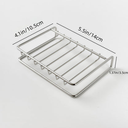 Double-Layer Stainless Steel Soap Dish with Self-Drainage Design, Anti-Slip and Raised Guardrail – Suitable for Bathroom, Bathtub, and Kitchen Sink (Soap Not Included, Soap Rack + Draining Tray)