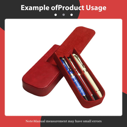MIVLXLX PU Leather Triple Pen Case Pencil Pouch Holder for Three Fountain Ballpoint Rollerball Pens and Pencils Gift Choice for Man/Woman/Office (red)