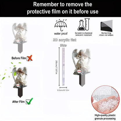 YUEYINGMG Garden Decor, Acrylic 2D Stake, Pot Plants Garden Yard Lawn Outdoor Fairy Statue Ornaments, Fairy Garden Accessories Decoration (Style B)