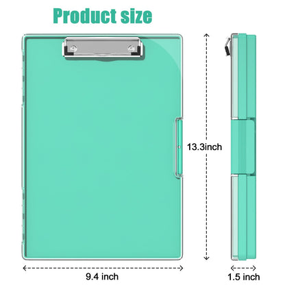 Hongri Clipboard with Storage, Green 8.5 x 11 Folder Nursing Side Opening, Heavy Duty with Dual Compartment, Smooth Writing for Teachers, Classroom, Size 13.3 x 9.4 x 1.5 in, Office & School Supplies