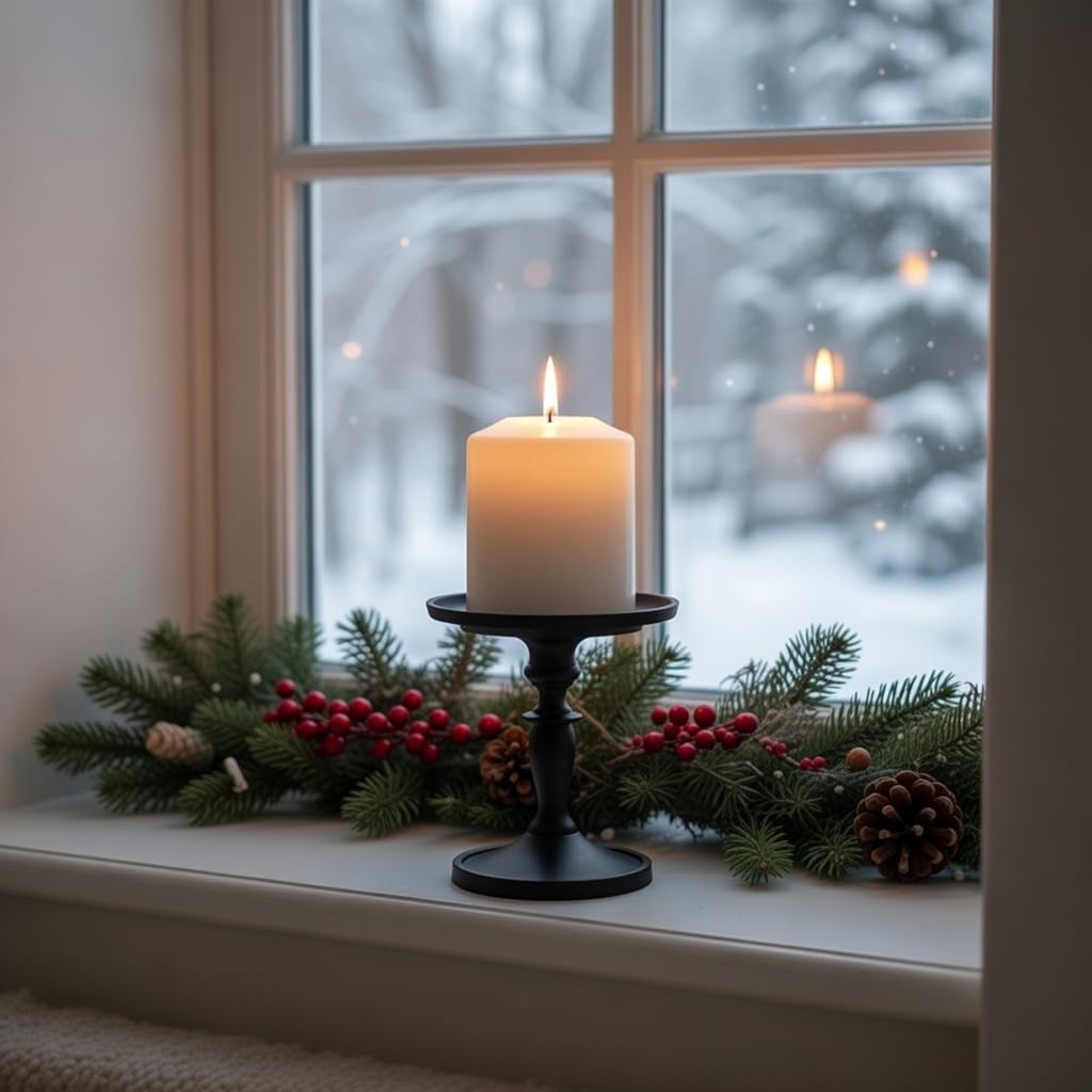 Hosley Black Pillar Holder 4.75 Inch High. Ideal Gift for Wedding Party Special Occasion or as a Candle Holder