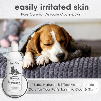 Unscented Dog Shampoo for Sensitive Skin by Shiny Paw 16 oz | Hypoallergenic Tearless Dog Shampoo Itchy Skin Relief | Dandruff Free | Made in USA