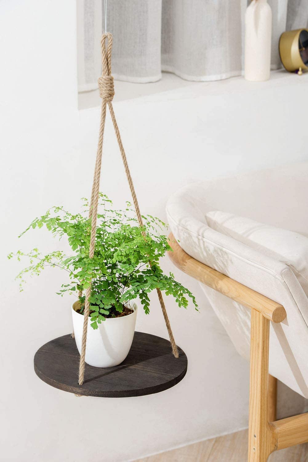 Dahey Macrame Plant Hanger Set of 3 with Hooks and Hanging Plant Shelf Indoor Hanging Planter Basket for Flower Pot Crochet Plant Holder Stand Home Decor
