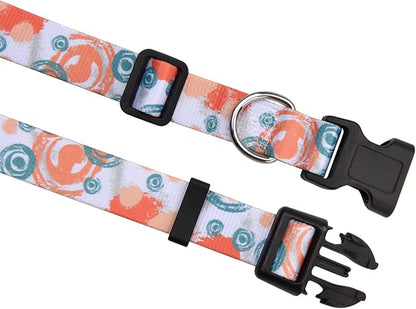 MarukoPet Dog Collar, Adjustable for Small Medium Large Dogs Puppy, Cute Design with Bohemia Floral Tribal Geometric Patterns Boys Girls Dog Collar(Orange Watercolor-S)