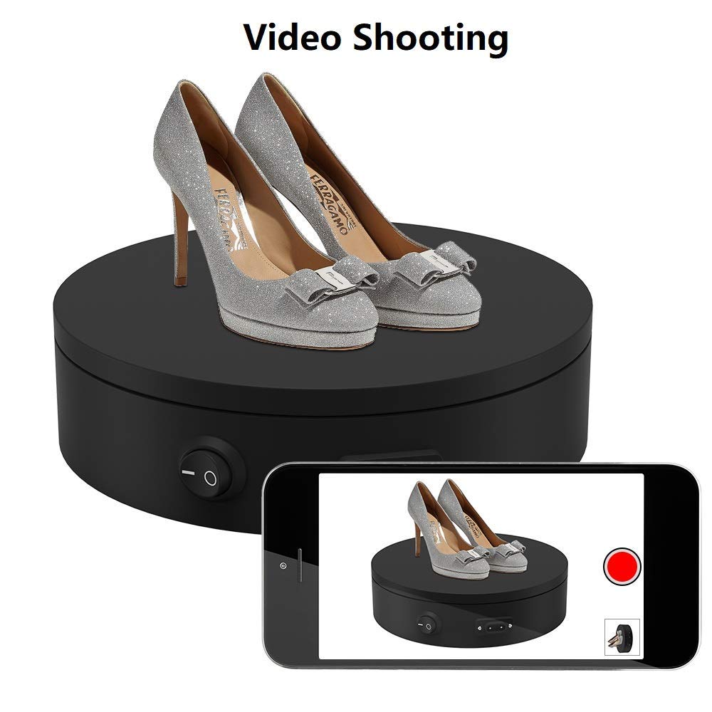 Motorized Photography Turntable, Automatic Revolving Platform Perfect for 360 Degree Images,Professional for Shop Display Stand,Product Display or Cake Display,55lb Load Dia 7.8inch- Black