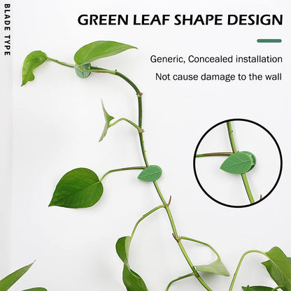 LUCKJUJU 40 Pcs Plant Climbing Wall Fixture Clips Self-Adhesive Hook Vines Traction Clips Invisible Holder Garden Green Leaf Simulation Self-Adhesive Hook Wire Fixing Supporting