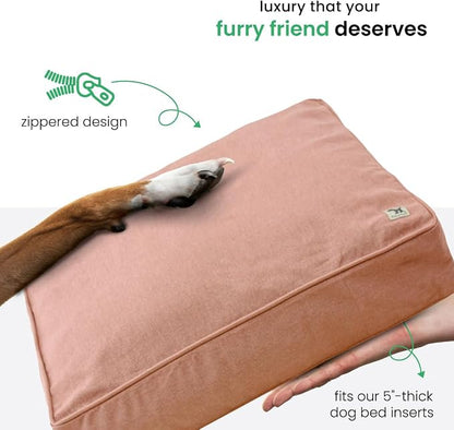 Molly Mutt Kyoto Dog Bed Duvet Cover, GOTS-Certified 100% Cotton Canvas Cover for Dog, Puppy, or Cat Bed, Durable, Washable, and Free of Harmful Chemicals, Medium/Large, 27"x36"x5", Dusty Pink