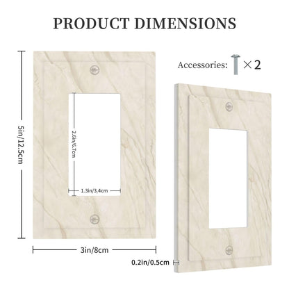 White Taupe Marble Abstract Luxury Decorative Outlet Covers 1 Gang Single Rocker Light Switch Cover Plate Wall Plates GFCI Faceplate for Bathroom Kitchen Home Decor