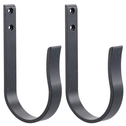 Mayrhyme Black Wood Grain Curtain Holdbacks,Solid Aluminum Wall Mounted Curtain Tiebacks & Hooks,U Shape Curtain Holders,Elegant Curtain Pull Backs for Drapes, Curtains(2 Pack)