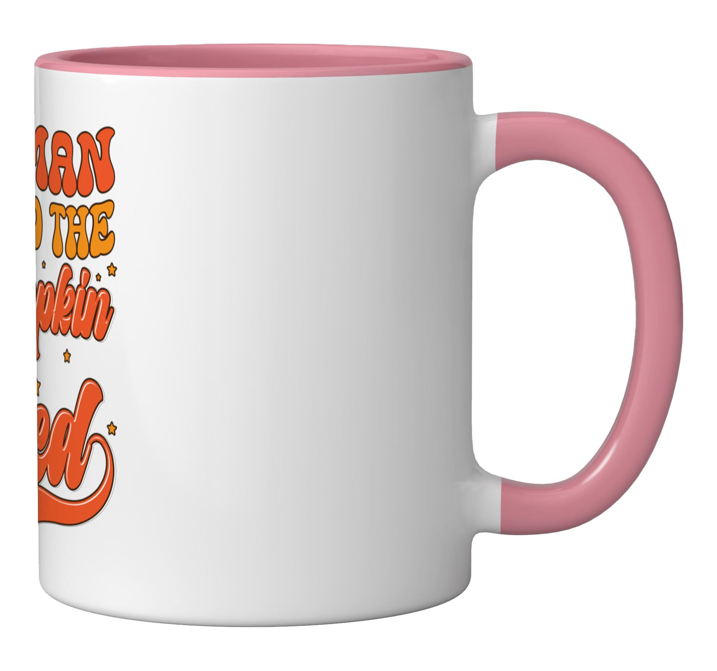 The Man Behind The Pumpkin Seed Halloween Pregnancy Men Dad Ceramic Mug, Pink/White