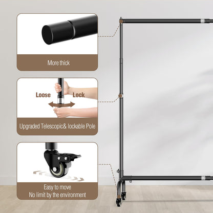 EMART Rolling Backdrop Stand with Wheels - 10 x7.5 ft (WxH) Adjustable - Moveable Photo Banner Background Holder Photography Frame Kit Adjustable for Parties Decoration Photoshoot