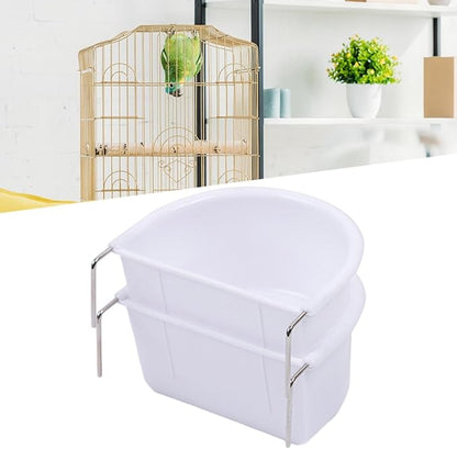 2Pcs Bird Feeding Dish Sturdy Hanging Feeding Bowl Easy to Install Bird Food Tray Bird Cage Accessories for Conures Lovebirds, 10.9cmx9.8cmx5.4cm, Optional