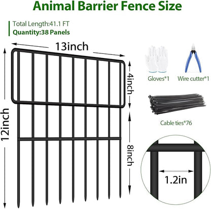 ULIOK 38 Panels Animal Barrier Fence, No Dig Fence 41.1ft(L) x12in(H), Garden Fences for Rabbits and Dog Ground Defense, Rustproof Metal Fences Border, Fenceing Bottom Blocker for Outdoor Yard Patio