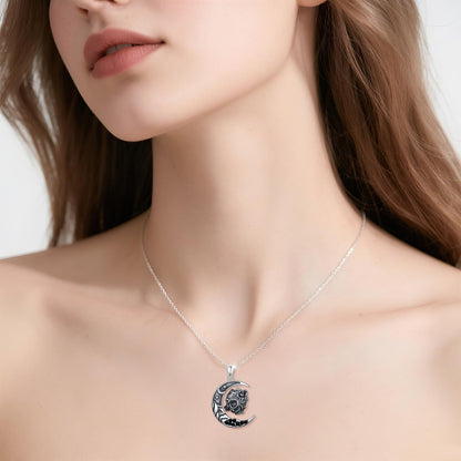 DAOCHONG Halloween Skull Necklace 925 Sterling Silver Retro Gothic Skull Style Cocktail Party Pendant Necklace Halloween Birthday Christmas Skeleton Jewelry Gifts for Women