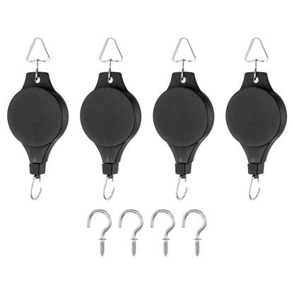 PATIKIL Plant Hanger, 8 Pcs Pulley Retractable Hanging with Ceiling Hook Indoor and Outdoor Plant Pots Holder, for Planters, Flower Basket, Wind Chimes, Bird Feeders, Black