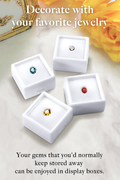 ETLIFE Gemstone Display Box [1.16" Small Pure White 20pcs] Gemstone Display Cases Gem Box, Stone Loose Diamond Boxes with Cushions