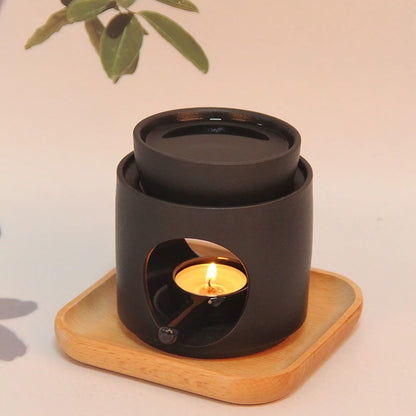 Tychoncity Ceramic Fragrance lamp with Tea Light Holder,Wax Melt Warmer Candle Tealight Ceramic Wax Burner