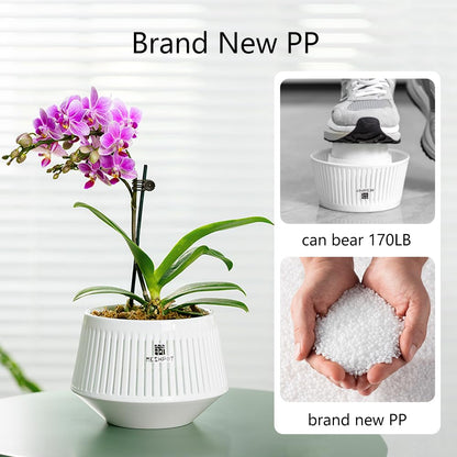 Meshpot 2Pcs 4 inch Clear Orchid Pots with Holes Match White Plastic Orchid Planter & 5 inch White Decorative Orchid Pot