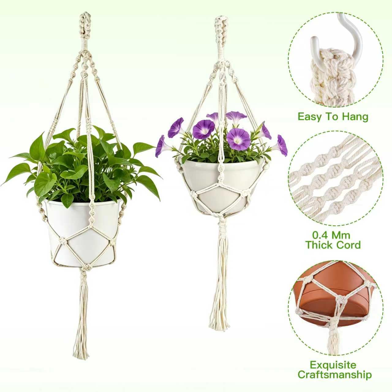 Oligei 2 Pack Macrame Plant Hanger, 34"/41" Hanging Planters for Indoor Plants, Strong Hanging Planter Holder with 2 Hooks (Pots Not Included)
