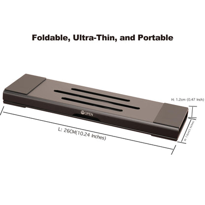 Psitek Aluminum Fold & Laptop Riser Stand 3-in-1 Adjustable, Foldable Cooling Stand with Integrated Storage Box, Ruler and Ultra-Slim Portable Design for MacBook, Tablet, Ipad, Keyboard and All Laptop