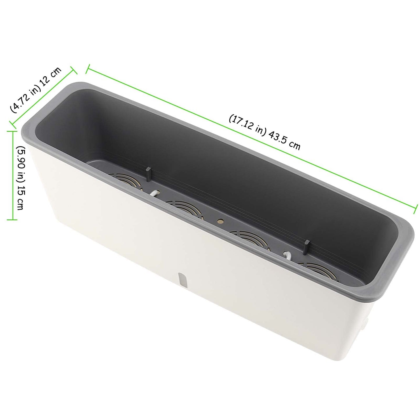 TAICHEUT 17 x 4.7 Inch Self Watering Planter, Large Rectangular Planter with Drainage Holes, White Window Sill Planter with Modern Decorative for Indoor Plants, Outdoor Plants, Garden Succulents