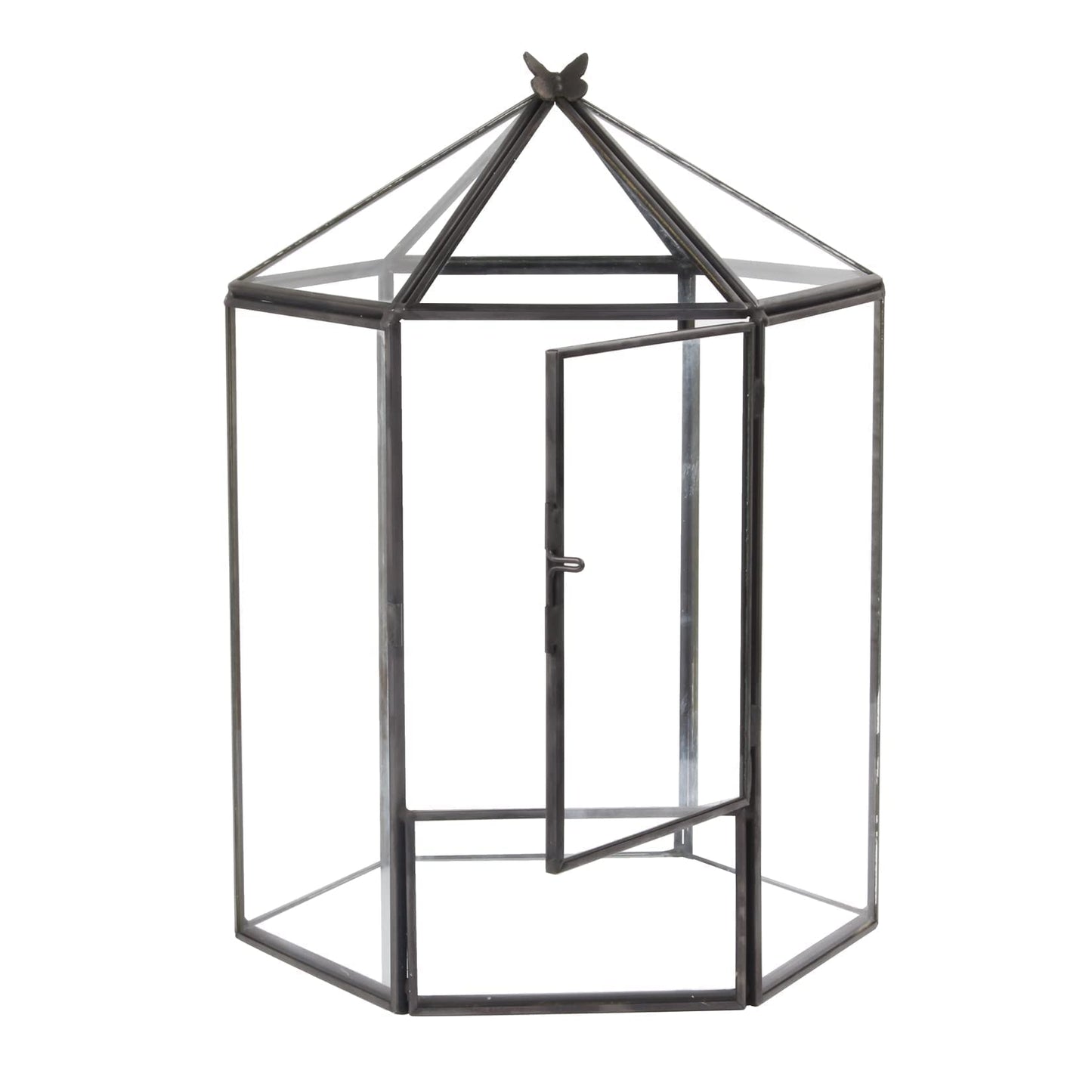 ELEGANTLIFE Glass Geometric Plant Terrarium,Succulent & Air Planter for Home Garden Office Decoration,No Plants(Black Hexagonal)