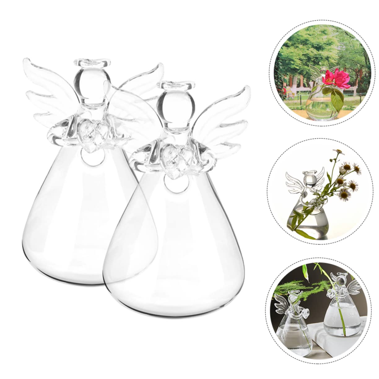 BESTOYARD 4 Pcs Transparent Terrarium Container Floor Shelf Bulk Flower Pots Table Decorations Plant Wall Hanger Angel Terrarium Holder Flower Vases Decorative Cooker Dome Glass Wall Hanging
